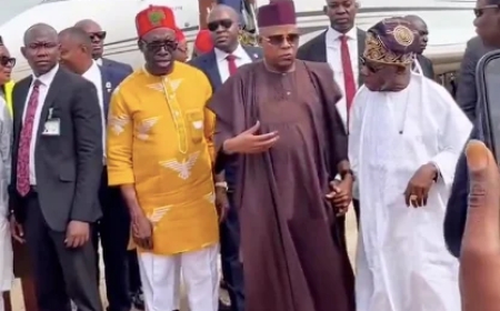 JUST IN: Shettima, Obasanjo, Jonathan Arrive for Soludo’s Second-Term Inauguration
