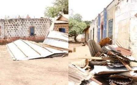 Benue Students Sit Exams in Damaged Classrooms After Storm Ravages School