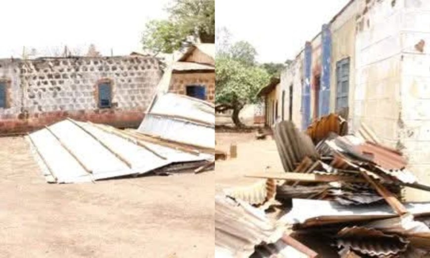 Benue Students Sit Exams in Damaged Classrooms After Storm Ravages School
